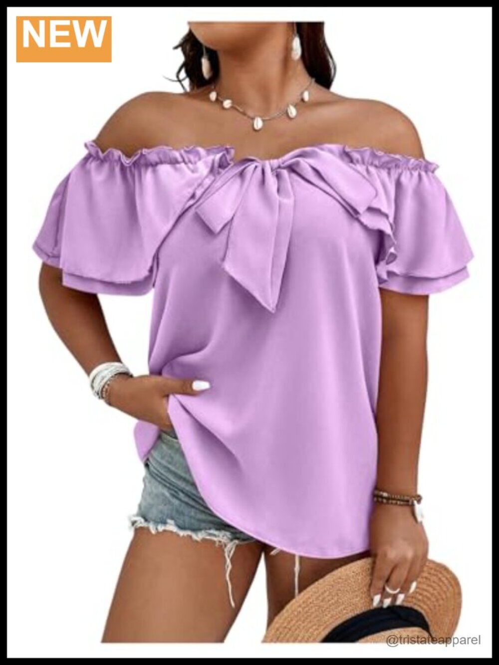 Plus Size Off Shoulder Ruffle Blouse Short Sleeve